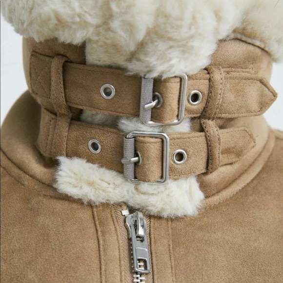 ❤️ ♥️ LAST size M ♥️ ❤️ NWT ZARA FAUX SUEDE LONG BIKER JACKET - Picture 3 of 14